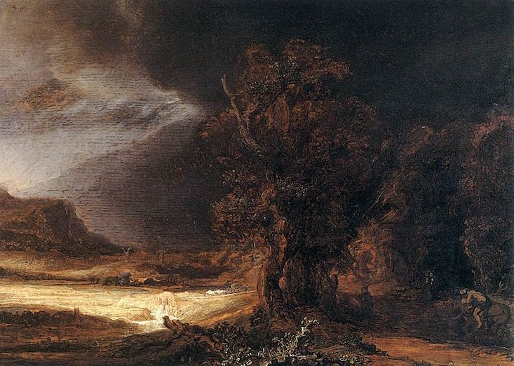Landscape with the Good Samaritan, 1638, Rembrandt 