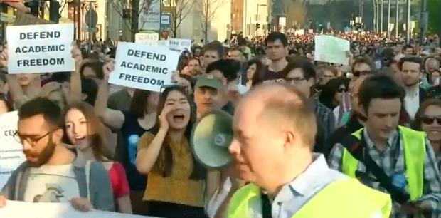 Thousands protest in solidarity with Budapest’s Central European University