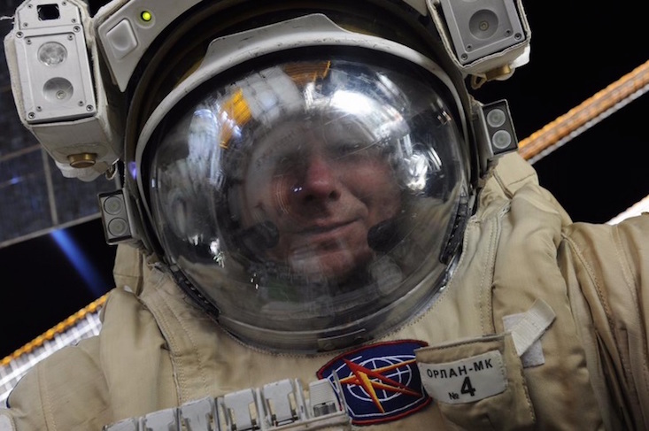 Russian astronaut takes selfie during spacewalk