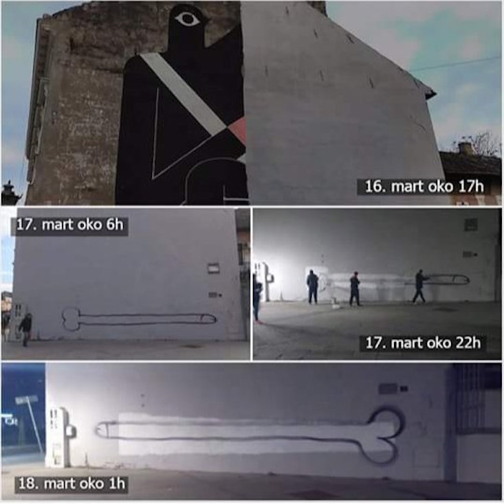 The various stages of the mural wall's development (Image: tandaramandarina / @lee_lloo / Twitter)