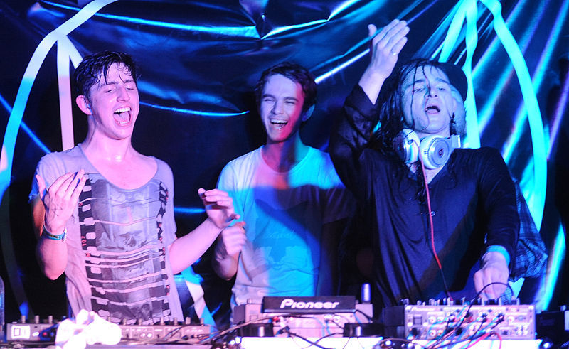 Left to right: Porter Robinson, Zedd, and Skrillex at the 2012 South by Southwest Festival
