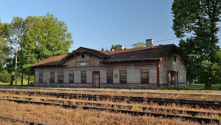 Abandoned Estonian train station in shared memory art project