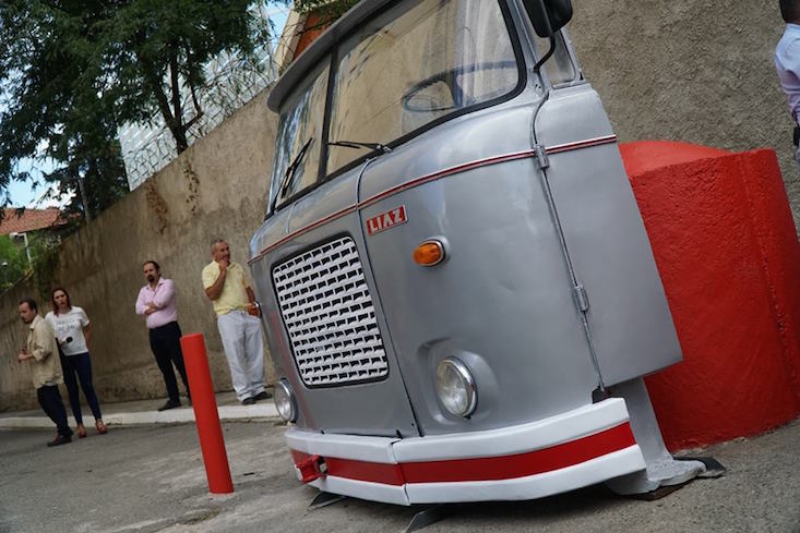 The wall: Tirana truck installation marks memory of embassy storm