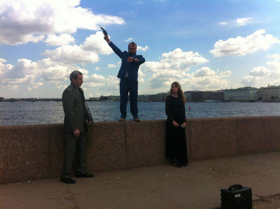 Pavel Braila (centre) performs Another Noon at Manifesta 10 in 2014