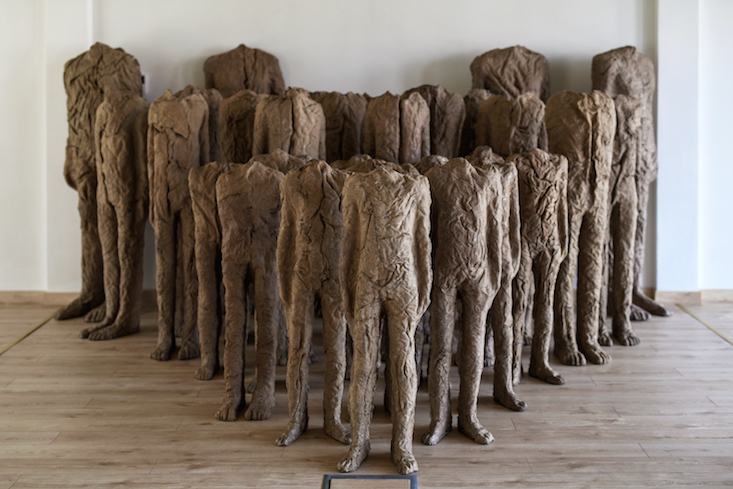 Magdalena Abakanowicz, Bambini 2, 1998-1999, concrete, glue, wood, each figure approximate 109 x 38 x 25 cm. Photo courtesy of the artist's estate