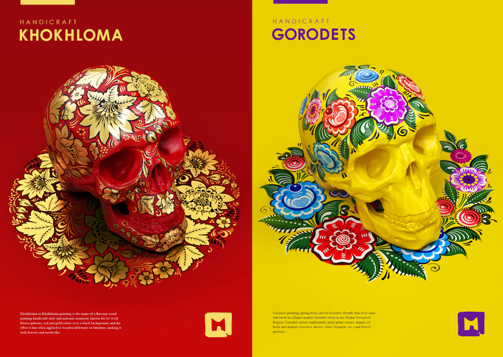 Russian artist creates posters to promote handicraft painting