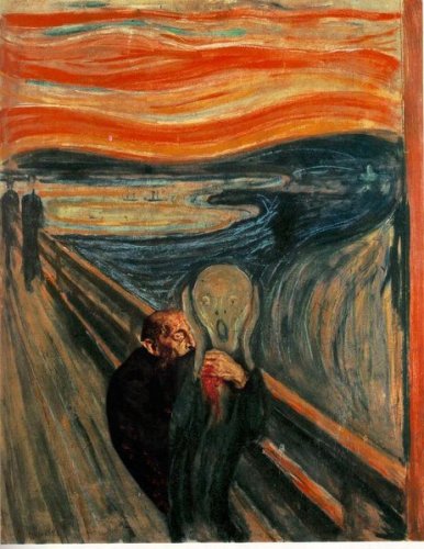 Ivan the Terrible embracing the figure in Edvard Munch's The Scream 