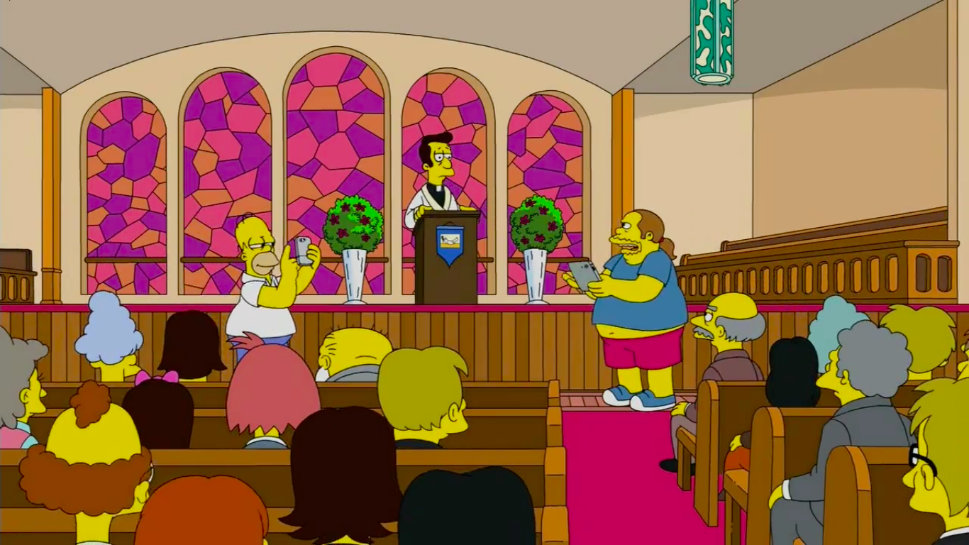 Homer Simpson plays Pokémon GO at church in reference to arrested Russian YouTuber