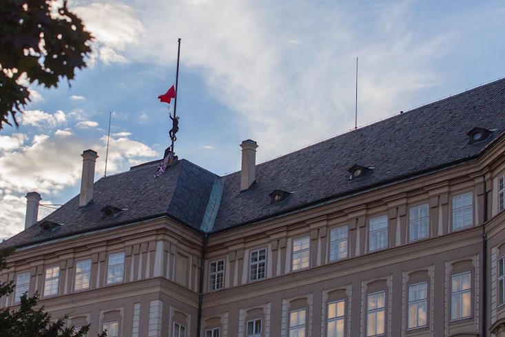 Czech art activists replace castle flag with giant underpants