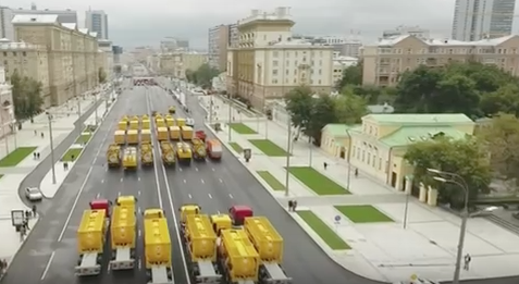 Moscow ditches tanks for fire engines in unusual parade