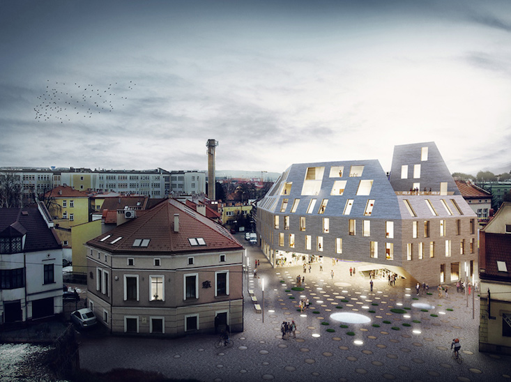 Check out these plans for a Polish building inspired by pottery