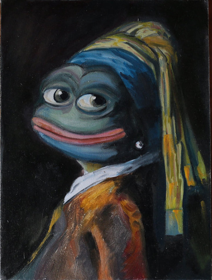 Pepe the Frog - Girl with a Pearl Earring, 2016, Olga Vishnevsky