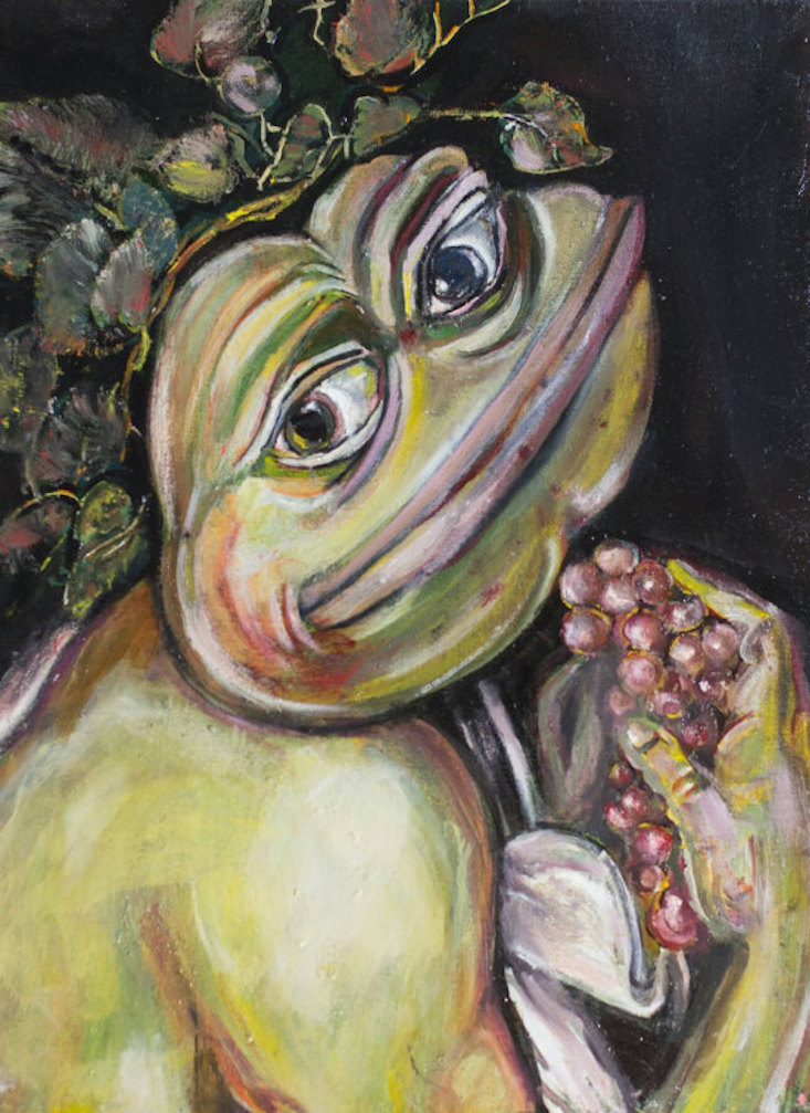 Pepe the Frog With Grapes, Young Sick Bacchus Pepe, 2016, Olga Vishnevsky