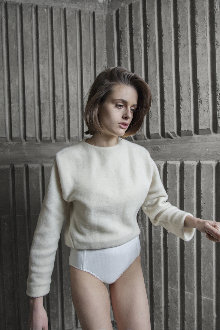 Organic wool interlock fabric sweater