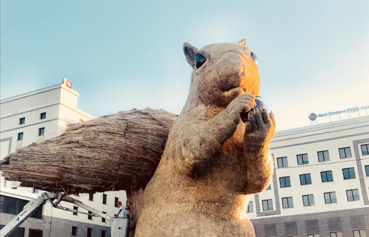 Almaty’s controversial giant squirrel is getting a multi-coloured plastic makeover